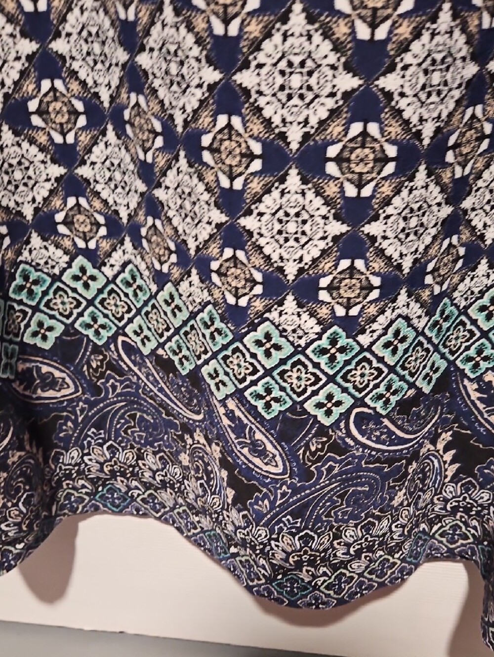 LuLaRoe Navy & White Patterned Midi Dress with Teal Accents - Picture 4 of 5
